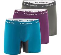FM London Boxer en Bambou pour Homme, Boxer pour Homme Long en Bambou avec Empiècements Anti-Frottements, Poche Profilée, Évacuation de l'Humidité, sans Étiquette, Respirant (3 Pièces)