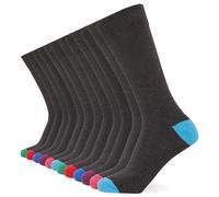 FM London Homme Chaussettes Intelligentes Fm London (Lot de 12) Chaussettes de mollet à motifs respirantes, Gris/couleur talon et pointe, 39-46