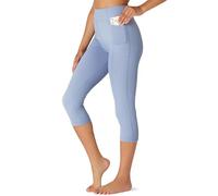 FM London Legging de Sport avec Poches , Legging Taille Haute pour Femmes en Version Intégrale et Motifs Capri , Legging sans Coutures pour le Fitness et le Yoga, Bleu, S