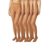 FM London Lot de 5 paires de collants pour femme Tights Femme, Nu, S
