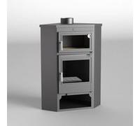 FM Poêle à bois acier M-105H 11kW avec portes en fonte et four Gris G