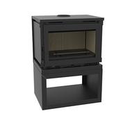 FM Poêle à bois acier M-170 L 12.5kW avec bûcher Gris