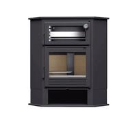 FM Poêle à bois d'angle en acier CH-8 R 9,5kW avec four inox Gris
