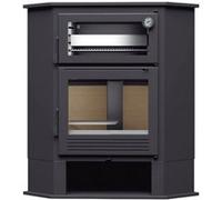 FM Poêle à bois d'angle en acier CH-8 R 9,5kW avec four inox Gris