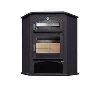 FM Poêle à bois d'angle M-106 R 9,5 kW avec portes en fonte et four inox