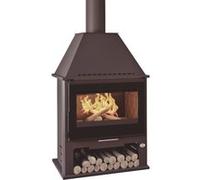 FM Poêle à bois M-300 TFK 12,5kW foyer fonte turbo ventilé Noir