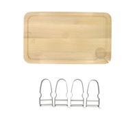 FM Professional 9928550 Lot de 2 planches à découper rectangulaire en bois, Lot de 4 éplucheurs de type rasoirs à légumes, Économes, Bois, 34 x 20 x 1,6 cm, Acier inoxydable, Argenté, 11,5 x 6 cm