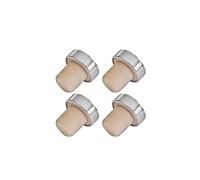 FM Professional 21417 Lot de 4 bouchons, bouchon à vin, bouteille de vin, bouchon de champagne, gris, plastique, 3,2 x 2,9 x 2,1 cm