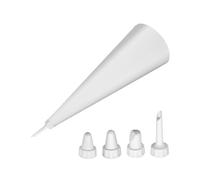 Fm Professional 21507 Poche À Douille En Coton Avec 4 Douilles Plastique, Poche A Douille, Poche A Douille Patisserie, Poche À Douille Professionnelle Réutilisable, Coton, Plastique, 30 X 19 Cm