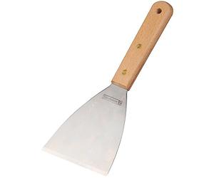 FM Professional 21549 Spatule pour plancha, Grise, Bois de hêtre, Acier Inoxydable, 23,5 cm