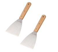 FM Professional 9308750 Lot de 2 Spatules pour plancha, Grise, Bois de hêtre, Acier Inoxydable, 23,5 cm