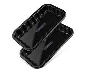 FM Professional 9912550 Lot de 2 petits plats à four, plat à four, plat de cuisson four, plat à barbecue, plat barbecue, accessoire barbecue, plat gril pour fromage, Acier émaillé, 21 x 12 cm