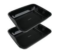 FM Professional 9912650 Lot de 2 plats de four, plat émaillé, plaque cuisson four, plat à gratins, plat à four XXL, plaque four, Acier émaillé, Noir, 40 x 34 x 8 cm