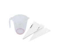 Fm Professional 9936450 Lot De 100 Poches À Douilles Professionnelles Jetables Et Verre Doseur Plastique, Poche À Douille Professionnelle, Verre Doseur 1 L Avec Bec Verseur, Plastique, 50 X 28 Cm