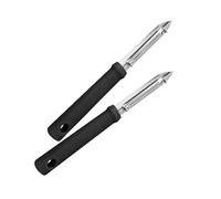 Fackelmann Éplucheurs à légumes FM Professional 21728 – Lot 2, inox, plastique, noir 17,5 cm