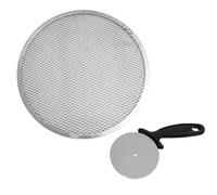FM Professional Roulette à pizza avec plaque perforée aluminium 30 cm | Cuisson plus croustillante, Format 30 cm, Duo alu inox, Pizza maison au four, Gain de place 21 x 10 x 1,5 cm