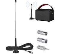 FM Radio Antenna Dab Indoor Telescopic with Magnetic Base,Compatible with Stereo Receivers,Radio Tuners,Hi-Fi Systems,3 Meters Extension Cable,Plug and Play,3 Adapter,75 Ohm