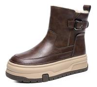 FM2018XSL Femme Neige Bottes,Fausse Fourrure Mi-Mollet Bottes d'Hiver,avec Fermeture Éclair Confortables Doublé