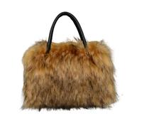 FM2018XSL Sac à main en peluche pour femme Elégant Chic pour vacances voyage (brun)