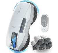 Fmart T9 Robot Laveur de Vitre, Laveur de vitre Automatique, 3800pa de Aspiration puissante, Triple système de sécurité, Robot Nettoyeur vitre à télécommande, Chiffons, Blanc