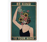 Fmcmly Plaque murale vintage avec inscription « Be Kind to Your Mind » - Décoration murale hippie bohème pour femme - 20,3 x 30,5 cm