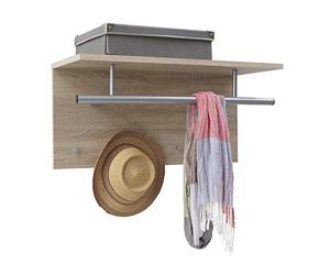 FMD 441-001_ei Spot Penderie Murale avec Tringle et 4 Crochets Chêne