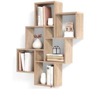 Etagère murale LAURIO 2 décor chêne 6 cases Bois