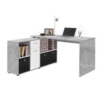 FMD Furniture 353-001 Table d'angle de Bureau en béton Blanc 136 x 75 x 68 cm Dimensions de l'étagère 137 x 71 x 33 cm