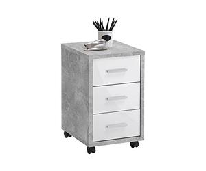 FMD furniture Caisson de Bureau, Bois d'ingénierie, Béton la/Blanc Brillant, ca. 35 x 53,6 x 42 cm 367-002E