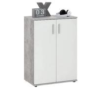 FMD furniture Commode Buffet 60x 35 x 83 cm en Décor Beton LA/Blanc 2 Portes et Plateaux Réglables, avec Fond