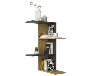 FMD Furniture Etagère d'angle 4 Plateaux 45 x 45 x 75 cm Décor Chêne Artisan/Matera Bibliothèque en Z pour Chambre à Coucher, Séjour ou Cuisine
