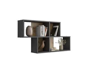 FMD furniture Etagère Murale 100 x 53 x 19.5 cm Décor Matera/Chêne Artisan Solide Bibliothèque Murale avec 4 Compartiments pour Le Séjour, Cuisine ou Chambre à Coucher