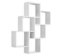 FMD furniture Etagère Murale Décor Blanc Brillant 81.2 x 94.3 x 15.7 cm Bibliothèque Murale Solide avec 8 Compartiments 2006-002E