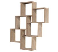 FMD furniture Etagère Murale Décor Chêne 81.2 x 94.3 x 15.7 cm Bibliothèque Murale Solide avec 8 Compartiments 2006-002E