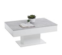 FMD furniture Table Basse Table de Salon Beton/Blanc Satiné LxHxP Cenv. 100 X 65 X 45 Cm avec Tiroir