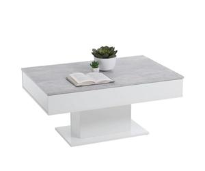 FMD furniture Table Basse Table de Salon Beton/Blanc Satiné LxHxP Cenv. 100 X 65 X 45 Cm avec Tiroir