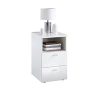 FMD furniture Table de Nuit, Panneau de Particules, Blanc Brillant, ca. 35 x 60 x 40 cm