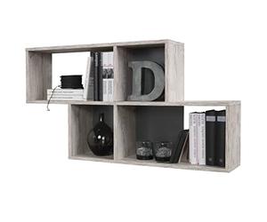 FMD Moebel 270-001 Nora Etagère Murale avec 4 Compartiments Bois Chêne Sable/Anthracite 100 x 19,5 x 53 cm