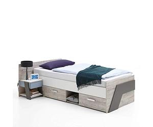 FMD Nona 1 lit en chêne, Bois, Sable