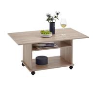 FMD Table basse avec roulettes Couleur de chêne