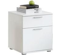 FMD Table de chevet avec 2 tiroirs Blanc Blanc
