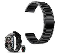 Fmesoo Compatible pour OUKITEL BT20, Metal Acier Classique Bracelet De Remplacement Compatible pour OUKITEL Montre Connectée Homme 1,96" BT20 (Noir)