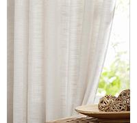 Fmfunctex Lot de 2 Rideaux Semi-Transparents à Texture de Lin Naturel pour Salon, Bureau, 182,9 cm de Long, Rideaux de fenêtre Non Transparents pour Chambre à Coucher, 132,1 cm de Large x 132,1 cm de