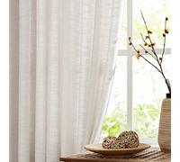 FMFUNCTEX Lot de 2 Rideaux Semi-Transparents en Lin pour Salon, 213,4 cm de Long, Texture croisée Neutre, pour fenêtre, Bureau, Chambre à Coucher, 132 cm de Large, Passe-Tringle