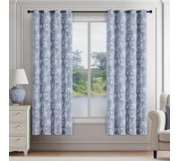 Fmfunctex Rideaux occultants à œillets floraux bleus pour chambre à coucher - Panneaux de rideaux occultants à isolation thermique de 182,9 cm de long pour salon, chambre d'enfant, motif fleuri - 2