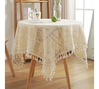 FMIYJUN Napperons rectangulaires en crochet beige vintage fait à la main en coton dentelle napperons de table pour mariage, maison, anniversaire, décoration de cuisine