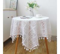 FMIYJUN Napperons rectangulaires en crochet blanc vintage fait à la main en coton dentelle napperons pour mariage, maison, anniversaire, décoration de cuisine