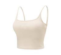 FMLQYZ Soutiens-Gorge Femme de Sport Debardeur Yoga Crop Top Soutien Gorge Intégré Gilet sans Manche Brassière Bretelles Fines Ivoire Clair L
