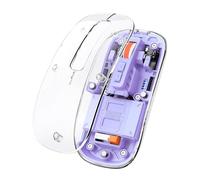 FMOUSE Creative Souris sans fil fine transparente avec coque magnétique, 3 modes (double Bluetooth + USB), bouton DPI et bureau One-Touch pour MacBook/PC/iPad/ordinateur portable Violet