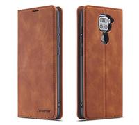 FMPC Coque pour Xiaomi Redmi Note 9, Tenphone Etui Protection Housse Premium PU en Cuir Livre Cover Antichoc Magnétique Portefeuille (Jaune)
